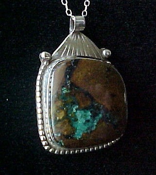   American COURTLAND PLUME TURQUOISE & STERLING SILVER PENDANT JEWELRY