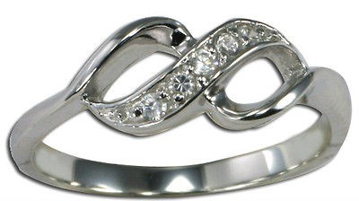 Infinity CZ Ring 925 Sterling Silver High Polish Fashion Rhodium 