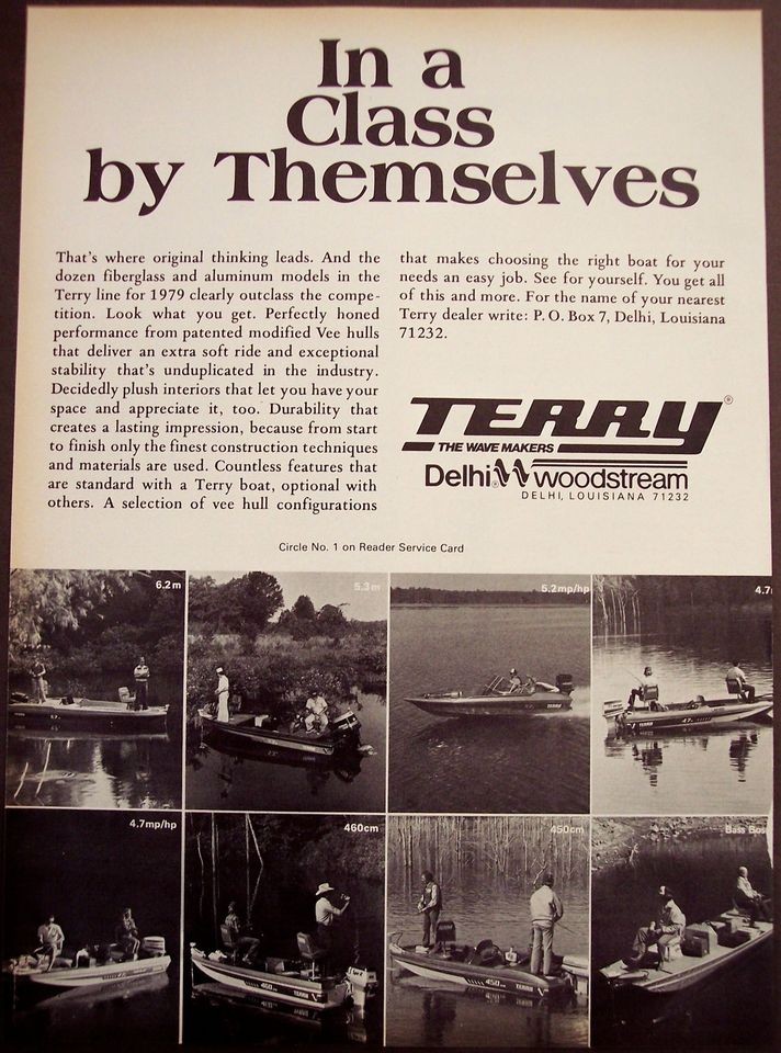 1979 Terry fishing Boats fiberglass & aluminum models vintage boating 