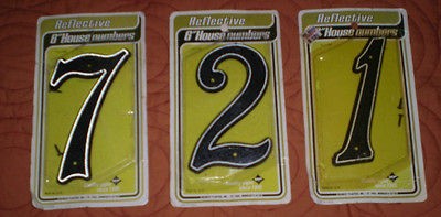 Vtg 70s Reflective House Numbers 6 Script Style Numbers 1 2 7 New in 