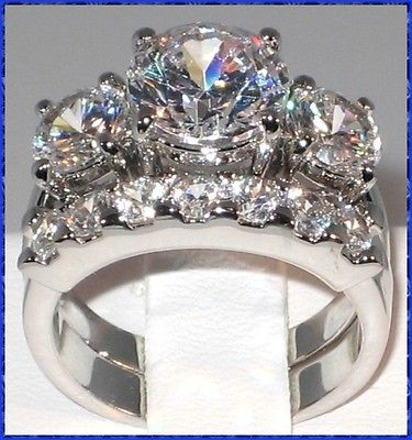   Past Present & Future CZ Bridal Engagement Wedding Ring Set   SIZE 6