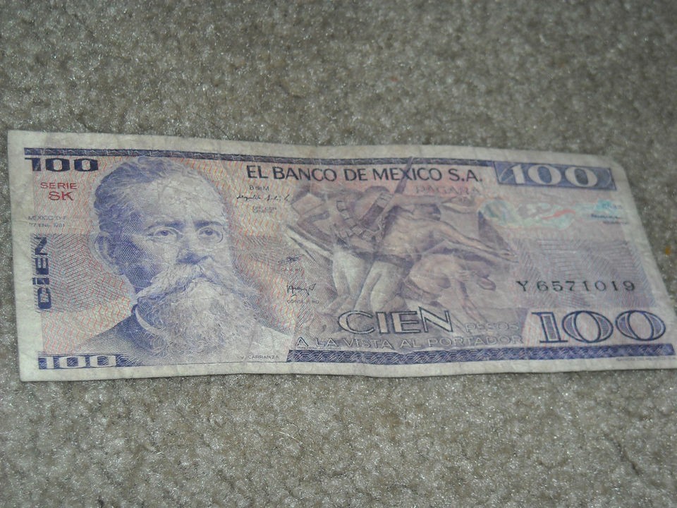 Mexican 100 Cien Paper Money Banknote Mexico