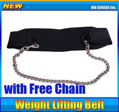 Weight Lifting Belt with Free Chain Nylon Dip Belt GYM Back Strength 