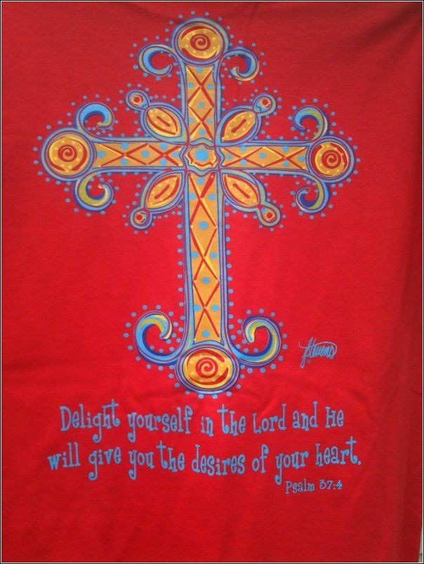 Brushfire Designs ~ RED Tee T Shirt ~ Delight Yourself in the LORD 