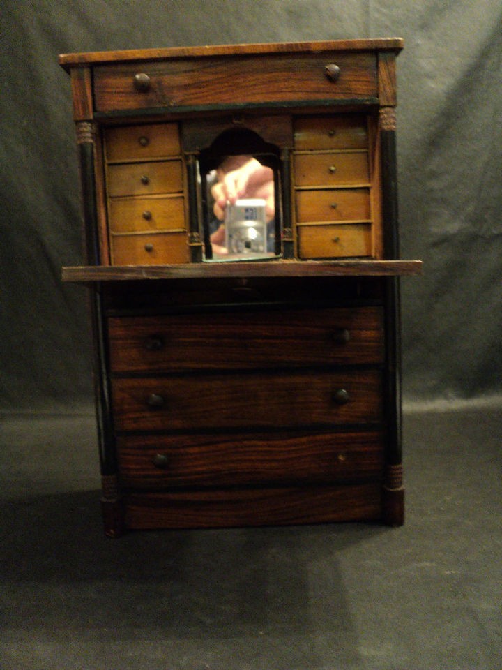 19th C. SALESMANS SAMPLE MINIA. BIEDERMEIER CHEST/DESK