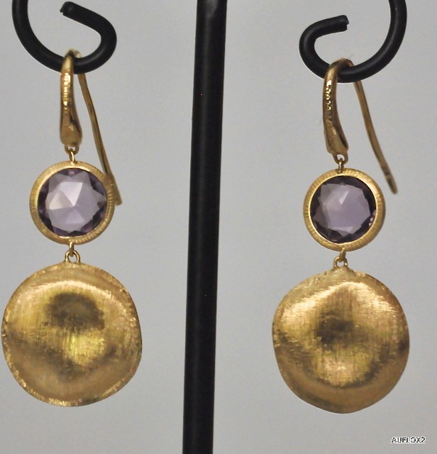   New $1320 MARCO BICEGO 18K Gold Amethyst Drop Wire Earrings SALE