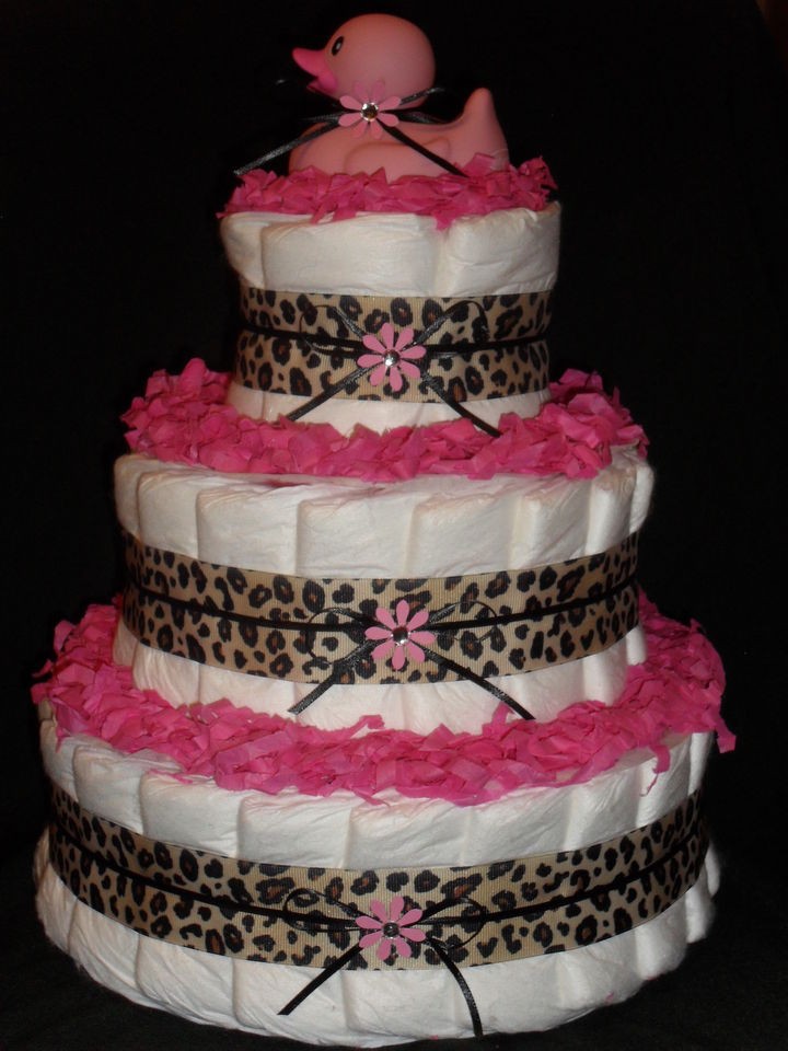 Pink & Leopard Spots Animal Theme Diapercake