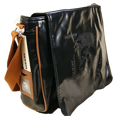 DIESEL MESSENGER BAG RALPH II PVC BLACK / GINGER UNISEX BNWT SHOULDER 