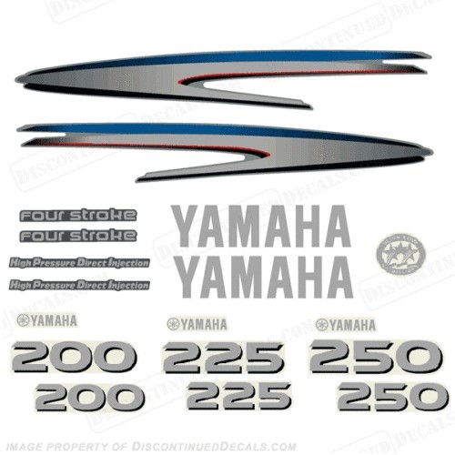 Yamaha 200/225/250hp 4 Stroke/HPDI Outboard Decal Kit