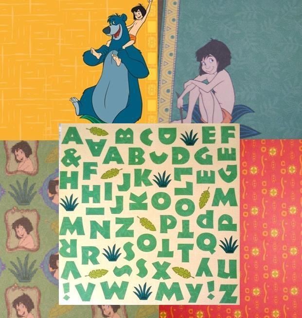 DISNEY Scrapbook Paper Mowgli THE JUNGLE BOOK Baloo 5 coordinating 