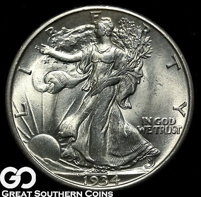 1934 Walking Liberty Half Dollar NEAR GEM BU++/GEM BU