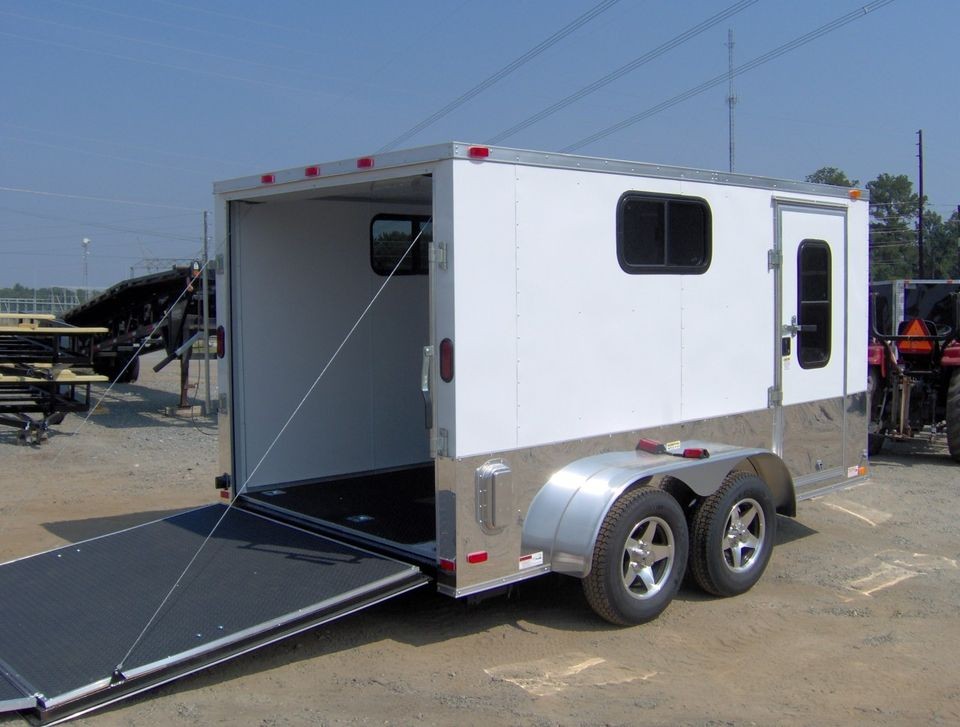   14 ft Finished interior enclosed motorcycle cargo trailer ramp door