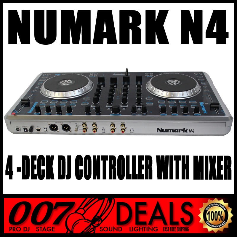   N4 PRO 4 DECK CONTROLLER WITH BUILT IN MIXER DJ PA TURNTABLE SYSTEM