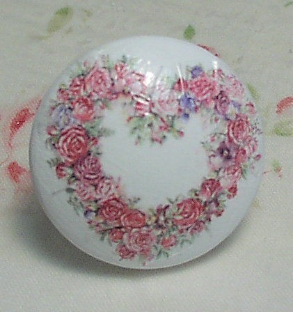 knob ROSES drawer door cabinet knobs HEART rose WREATH