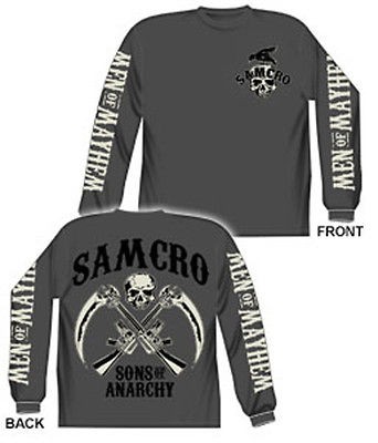   of Anarchy T Shirt Samcro Men Of Mayhem Long Sleeve Officially Lic