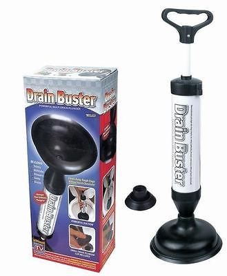 DRAIN BUSTER PLUNGER TOILET SINK CLOG SUCKER REMOVER