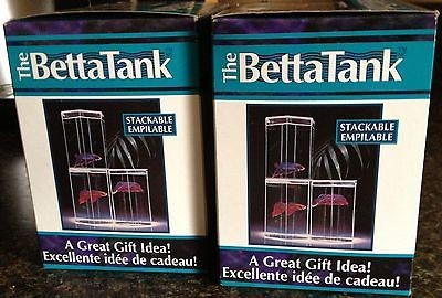 Set of 2 Beta Fish Plastic Tanks NEW