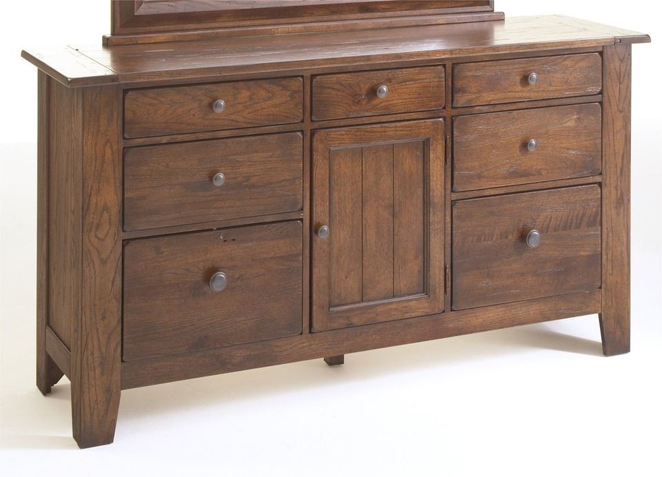 Broyhill Attic Heirlooms Rustic Oak Door Dresser