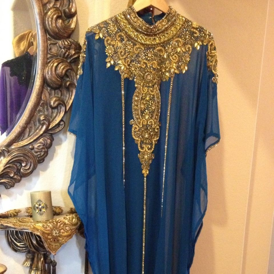 Dubai Abaya Kaftan Woth Handmade Stone Work Free Size