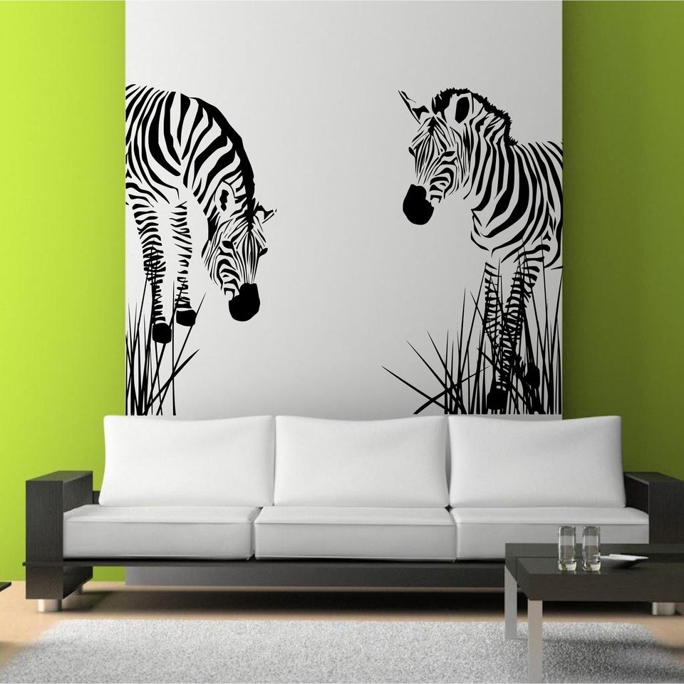 WILD ZEBRA GRASS AFRICAN WALL ART STICKERS DECALS MURALS STENCIL VINYL 