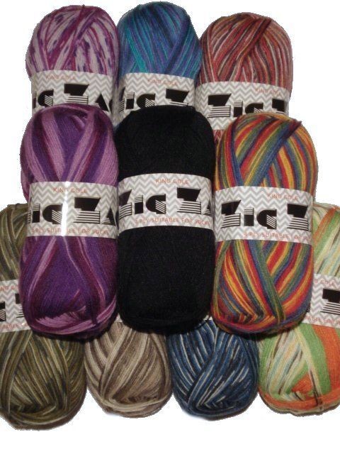 KING COLE ZIG ZAG 4PLY SOCK YARN VARIOUS SHADES 100g ball