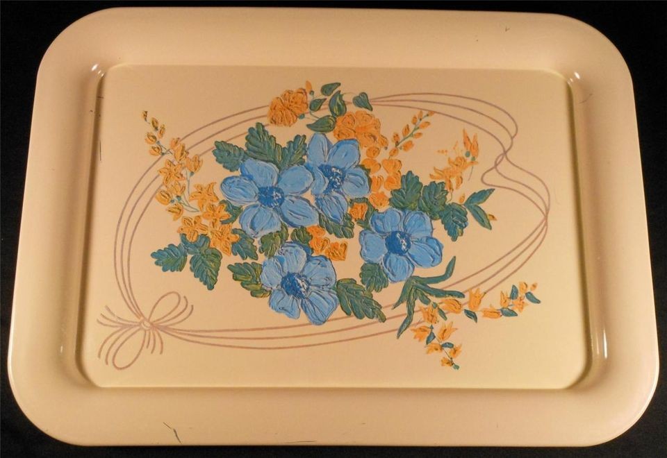   Century Floral Soft Light Pink TV T.V. Lap Tray Metal Tin 17 Flowers