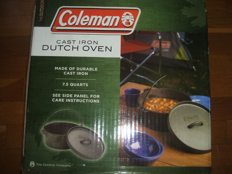 Coleman Cast Iron Dutch Oven 7.5 QT capacity New in Box