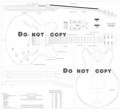 Gibson ES335® Full scale Electric Guitar Plan   Actual Size   full 