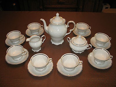 WAWEL VTG WHITE/GOLD CHINA COFFEE/TEA SET FROM POLAND   CASA ORO IN 