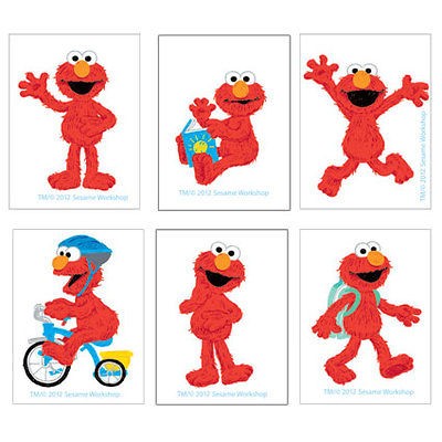 12 SESAME STREET ELMO Temporary Tattoos Kids Party Goody Loot Bag 