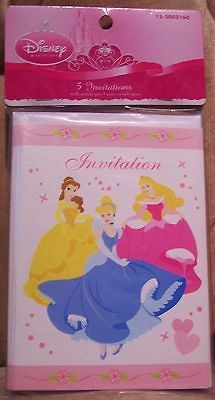 Disney Princess * 5 INVITATIONS WITH ENVELOPES * BILINGUE 