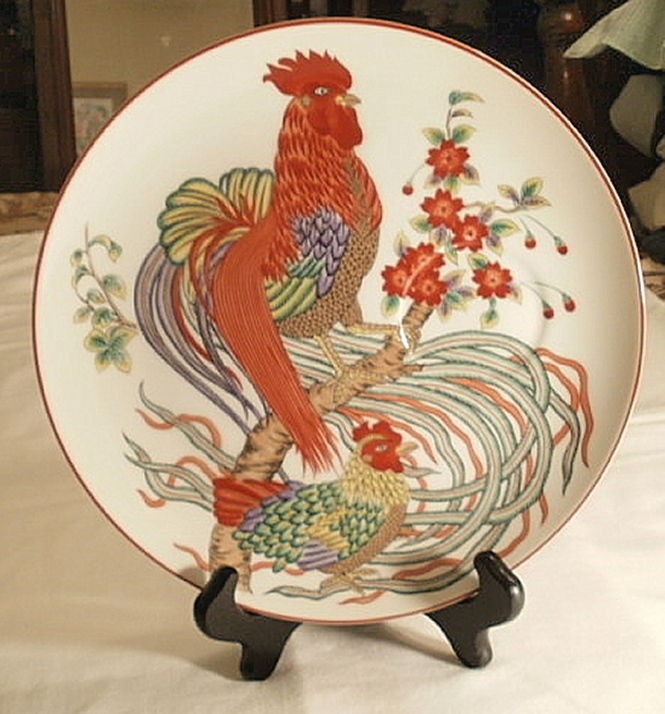  ROOSTER AND HEN 9.25 DISPLAY PLATE