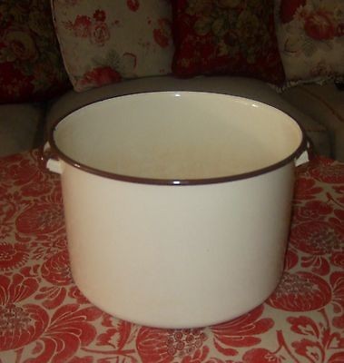 Large Vintage ENAMELWARE Enamel Ware STOCK POT for Canning Soup Crab 