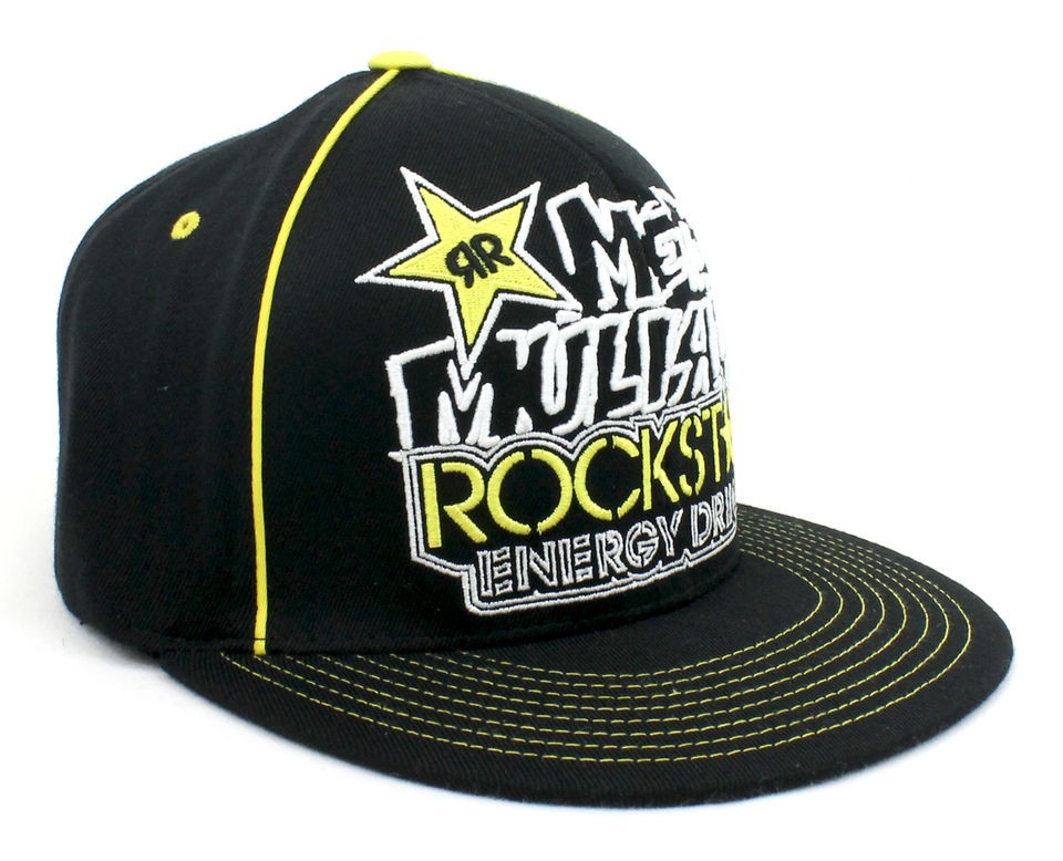 METAL MULISHA ROCK STAR STACKER ENERGY DRINK FLEXFIT FLAT PEAK CAP 