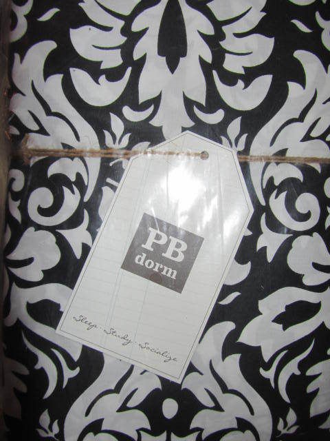 Pottery Barn Teen Damask Duvet Twin Black & 2 Pillowcases New Free 