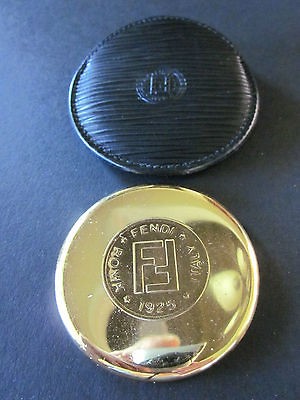 Vintage FENDI Compact Mirror & Black Epi Leather Pouch