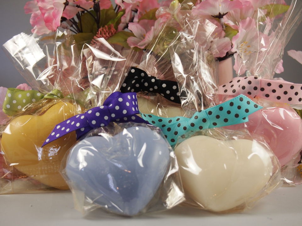   Triple Milled Heart Soap PolkaDot Ribbon 100g Wedding Favor Gift