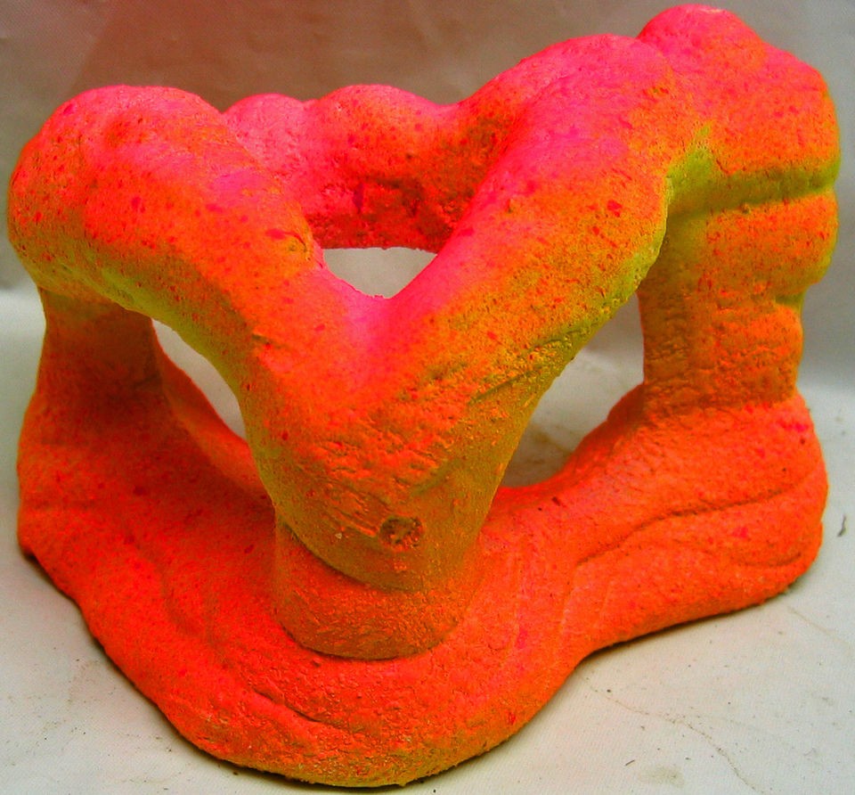 VT8250OR VINTAGE CERAMIC NEON ORANGE ROCK CAVE AQ ORN