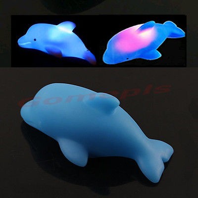   Cut Baby Kids Bath Toy Colorful LED Flashing Dolphin Decor Light Lamp