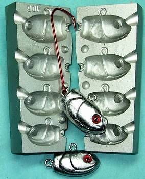 Fish Head Jig lead sinker fishing mould lure option with loops or eyes