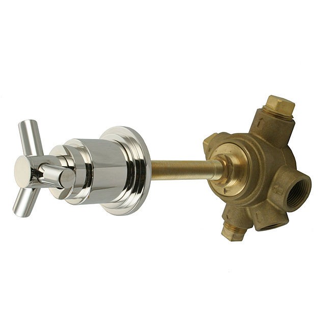 Westbrass 5 Port In Wall 3 Way Shower Diverter Valve with Cross Handle 