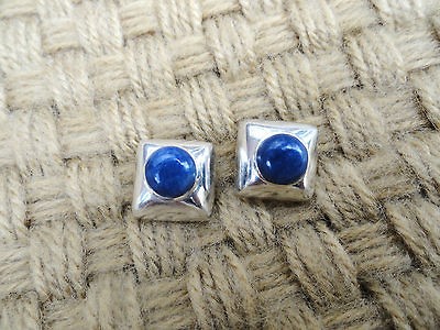 MINT SILPADA 925 Sterling Silver CHUNKY SQUARE EARRINGS, SODALITE 