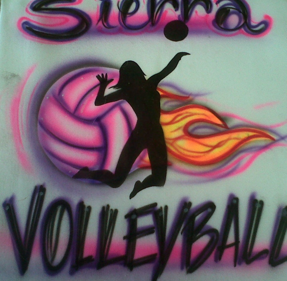 AIRBRUSH VOLLEYBALL BEACH VOLLEYBALL T SHIRT AIRBRUSH