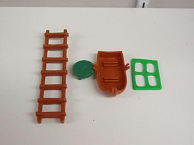 Vintage Smurfs Parts for Village Ladder, Boat, Window & Stool