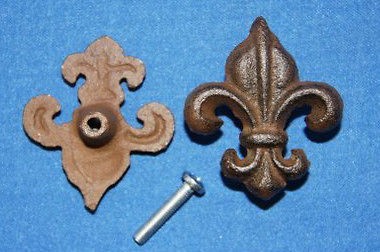   , BROWN, CAST IRON, CABINET KNOBS, FLEUR DE LIS, NEW ORLEANS, SAINTS