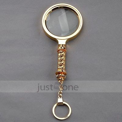70mm Metal Chic Handheld w keyring 8X Magnifier Jewelry Loupe 