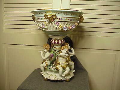   centerpiece bowl cherubs flowers ram heads center piece estate find