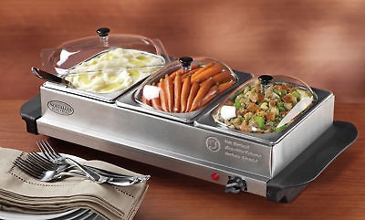 STATION BUFFET SERVER + WARMING TRAY ♦ CHAFING DISH ♦ STAINLESS 