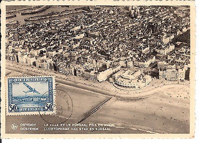 Original Carte Maximum Card Belgium 1937 Oostende Airplane air mail