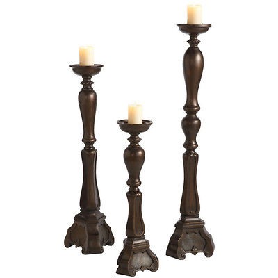 SET OF THREE HUGE 49 LARGE BASE FLOOR CANDLE HOLDER / CANDLE STICKS 